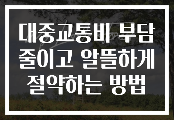 대중교통비 부담 줄이고 알뜰하게 절약하는 방법