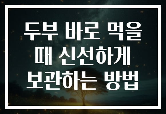 두부 바로 먹을 때 신선하게 보관하는 방법