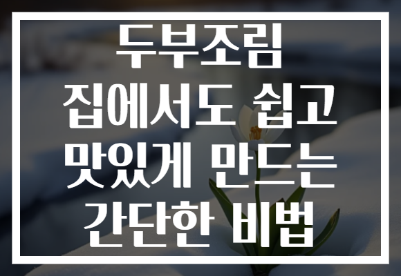 두부조림 집에서도 쉽고 맛있게 만드는 간단한 비법