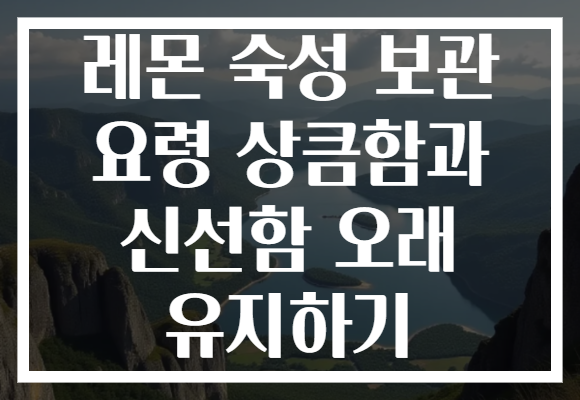 레몬 숙성 보관 요령 상큼함과 신선함 오래 유지하기