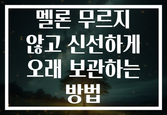 멜론 무르지 않고 신선하게 오래 보관하는 방법