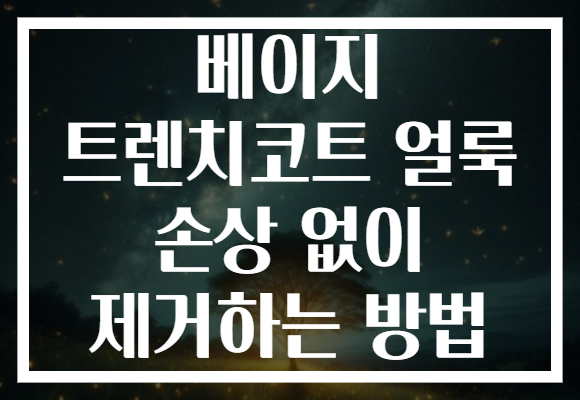 베이지 트렌치코트 얼룩 손상 없이 제거하는 방법