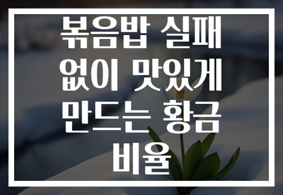 볶음밥 실패 없이 맛있게 만드는 황금 비율