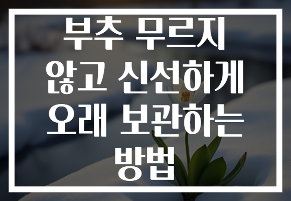 부추 무르지 않고 신선하게 오래 보관하는 방법