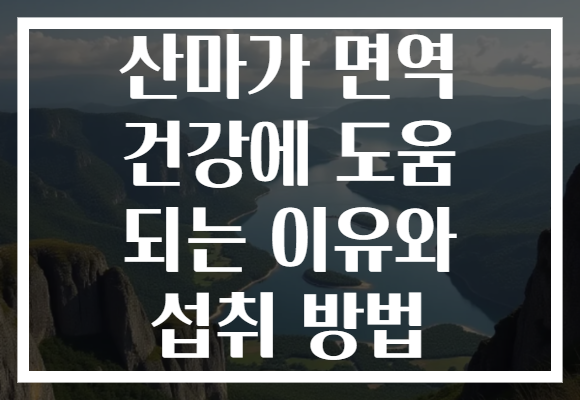 산마가 면역 건강에 도움 되는 이유와 섭취 방법