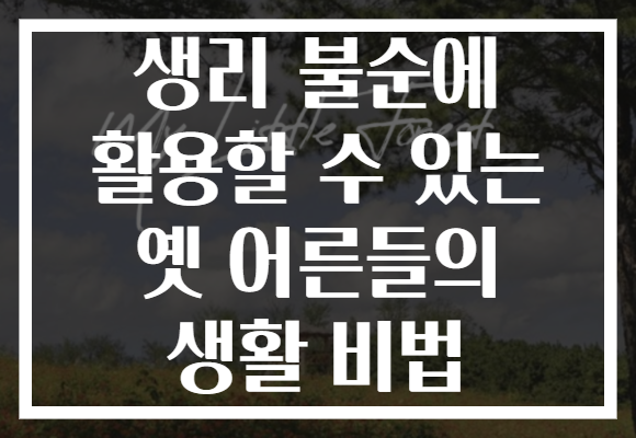 생리 불순에 활용할 수 있는 옛 어른들의 생활 비법