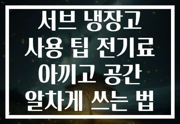 서브 냉장고 사용 팁 전기료 아끼고 공간 알차게 쓰는 법