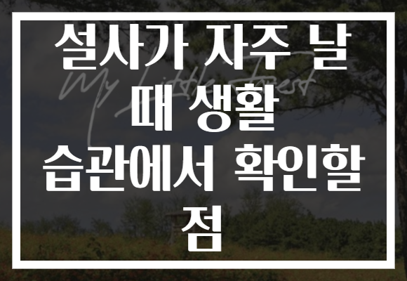 설사가 자주 날 때 생활 습관에서 확인할 점