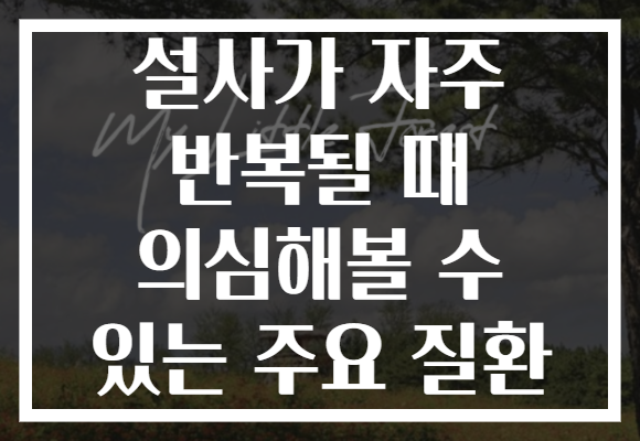 설사가 자주 반복될 때 의심해볼 수 있는 주요 질환