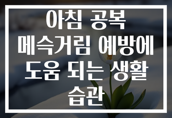 아침 공복 메슥거림 예방에 도움 되는 생활 습관