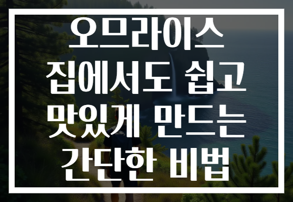 오므라이스 집에서도 쉽고 맛있게 만드는 간단한 비법