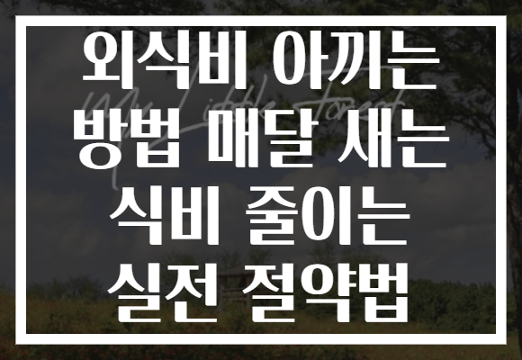 외식비 아끼는 방법 매달 새는 식비 줄이는 실전 절약법