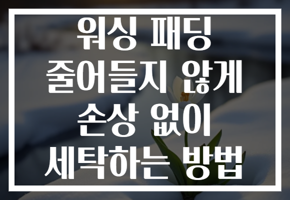 워싱 패딩 줄어들지 않게 손상 없이 세탁하는 방법