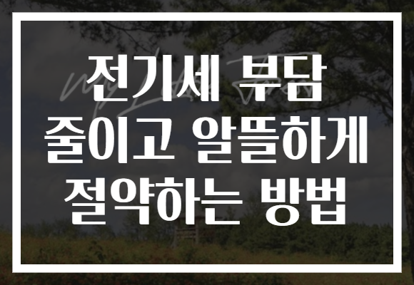 전기세 부담 줄이고 알뜰하게 절약하는 방법