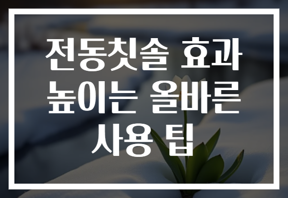 전동칫솔 효과 높이는 올바른 사용 팁