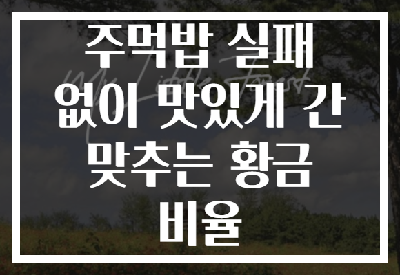 주먹밥 실패 없이 맛있게 간 맞추는 황금 비율