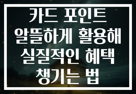카드 포인트 알뜰하게 활용해 실질적인 혜택 챙기는 법