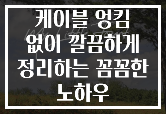 케이블 엉킴 없이 깔끔하게 정리하는 꼼꼼한 노하우