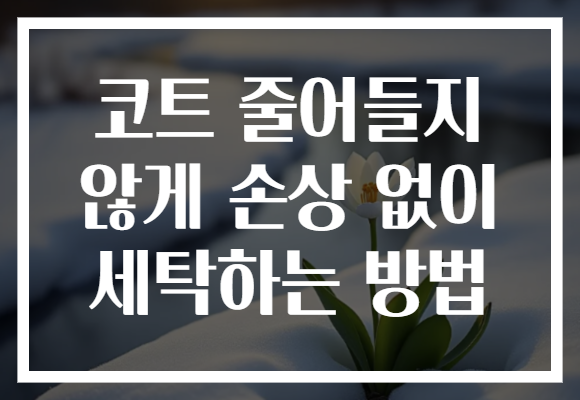 코트 줄어들지 않게 손상 없이 세탁하는 방법