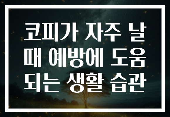 코피가 자주 날 때 예방에 도움 되는 생활 습관