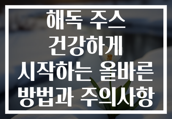 해독 주스 건강하게 시작하는 올바른 방법과 주의사항