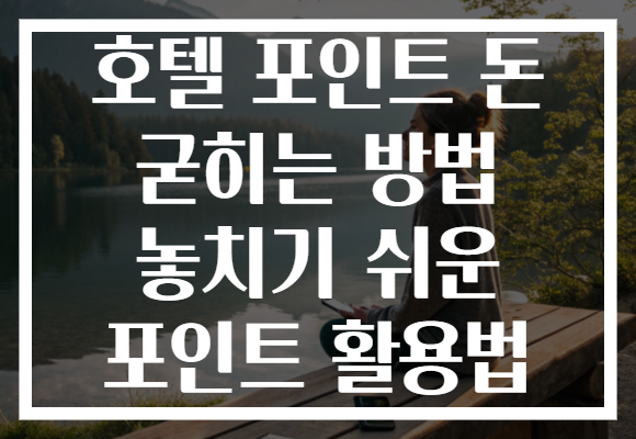 호텔 포인트 돈 굳히는 방법 놓치기 쉬운 포인트 활용법