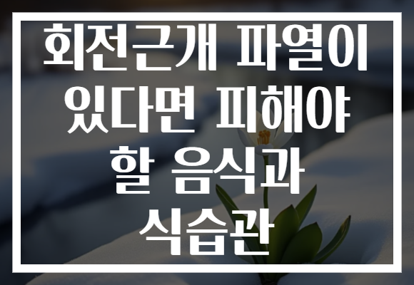 회전근개 파열이 있다면 피해야 할 음식과 식습관