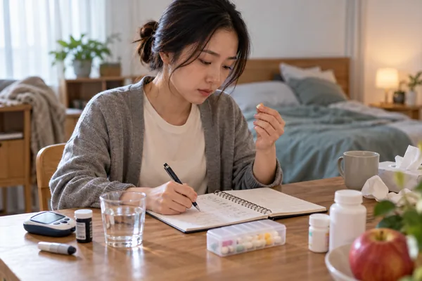 약 복용과 몸 상태도 빠뜨리지 마세요 관련 AI 생성 예시 이미지