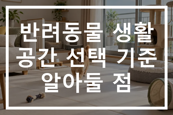 반려동물 생활 공간 선택 기준 알아둘 점