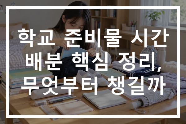 학교 준비물 시간 배분 핵심 정리, 무엇부터 챙길까