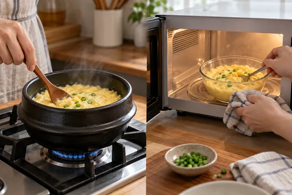 맛과 식감을 덜 해치게 다시 데우는 방법 관련 AI 생성 예시 이미지