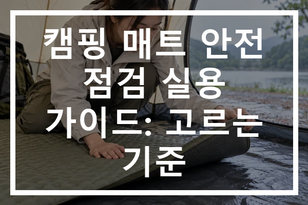 캠핑 매트 안전 점검 실용 가이드: 고르는 기준