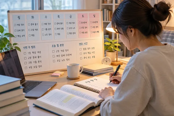 일정은 어떻게 짜야 오래 유지될까요? 관련 AI 생성 예시 이미지