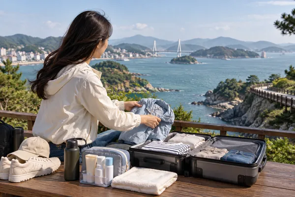 여수 여행 짐 준비 알아둘 점은 무엇인가요 관련 AI 생성 예시 이미지