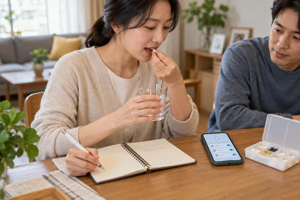 복약 기록을 꾸준히 남기는 방법은 무엇인가요 관련 AI 생성 예시 이미지