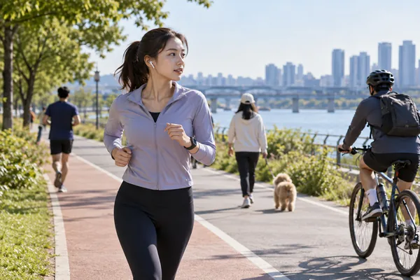 달릴 때 지켜야 할 기본 안전 습관은 어떤 것들이 있나요? 관련 AI 생성 예시 이미지