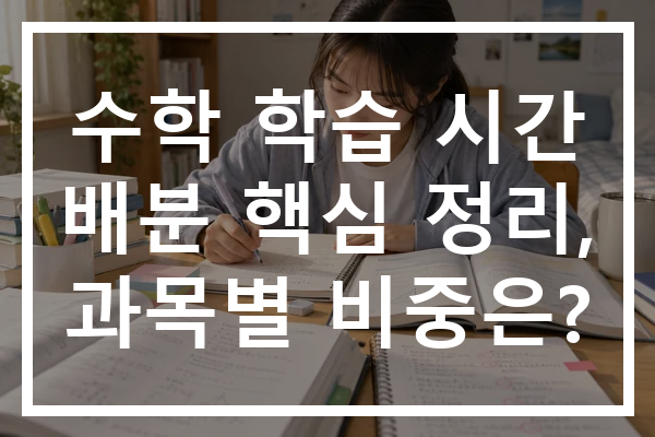 수학 학습 시간 배분 핵심 정리, 과목별 비중은?