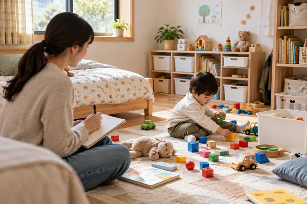 아이 생활 공간 관찰 기록 알아둘 점 관련 AI 생성 예시 이미지