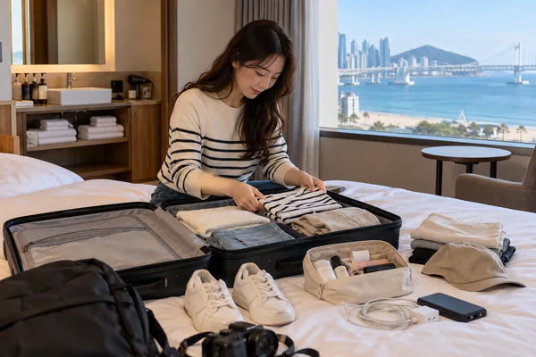 빼도 되는 짐은 숙소 제공 여부와 중복 품목부터 살펴보면 됩니다 관련 AI 생성 예시 이미지