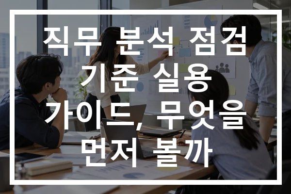 직무 분석 점검 기준 실용 가이드, 무엇을 먼저 볼까