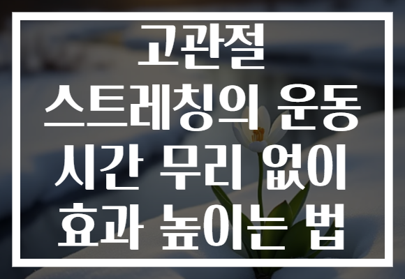 고관절 스트레칭의 운동 시간 무리 없이 효과 높이는 법