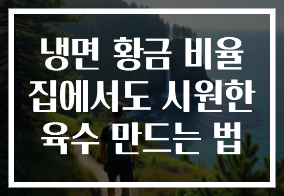 냉면 황금 비율 집에서도 시원한 육수 만드는 법