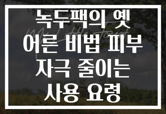 녹두팩의 옛 어른 비법 피부 자극 줄이는 사용 요령