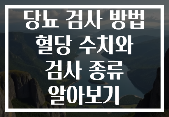 당뇨 검사 방법 혈당 수치와 검사 종류 알아보기