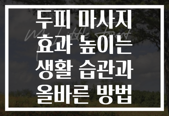 두피 마사지 효과 높이는 생활 습관과 올바른 방법