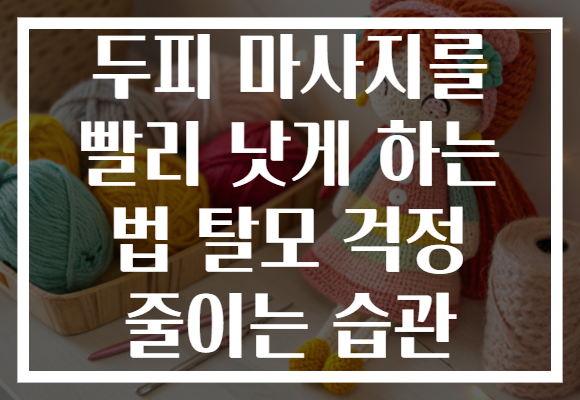 두피 마사지를 빨리 낫게 하는 법 탈모 걱정 줄이는 습관