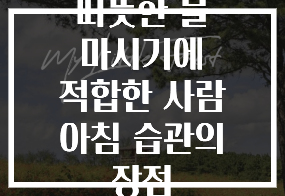 따뜻한 물 마시기에 적합한 사람 아침 습관의 장점
