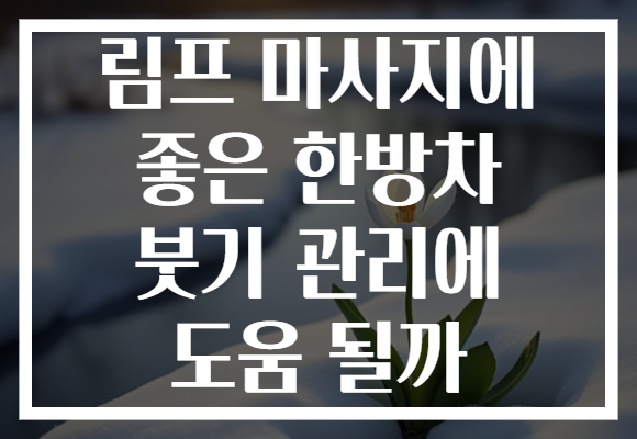 림프 마사지에 좋은 한방차 붓기 관리에 도움 될까
