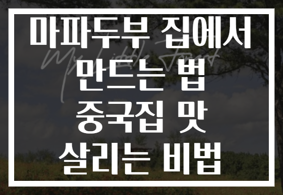 마파두부 집에서 만드는 법 중국집 맛 살리는 비법