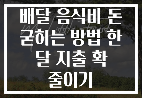 배달 음식비 돈 굳히는 방법 한 달 지출 확 줄이기